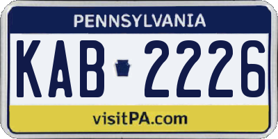 PA license plate KAB2226