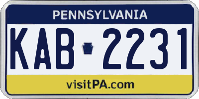 PA license plate KAB2231
