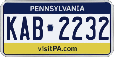 PA license plate KAB2232