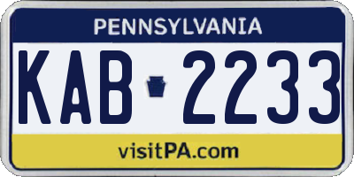 PA license plate KAB2233