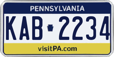 PA license plate KAB2234