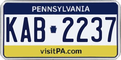 PA license plate KAB2237