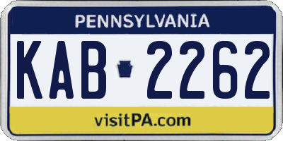 PA license plate KAB2262
