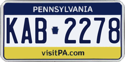 PA license plate KAB2278