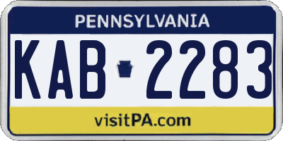 PA license plate KAB2283