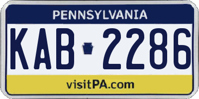 PA license plate KAB2286