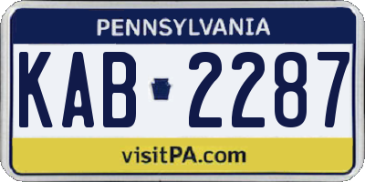 PA license plate KAB2287