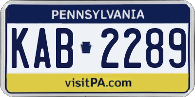 PA license plate KAB2289