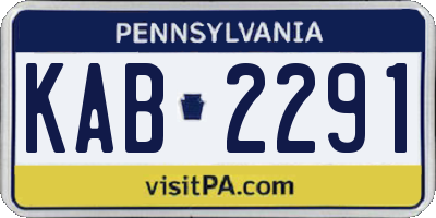 PA license plate KAB2291