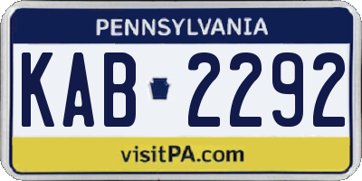 PA license plate KAB2292
