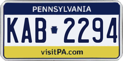 PA license plate KAB2294