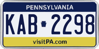 PA license plate KAB2298