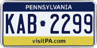 PA license plate KAB2299