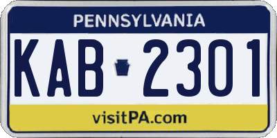 PA license plate KAB2301