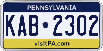 PA license plate KAB2302