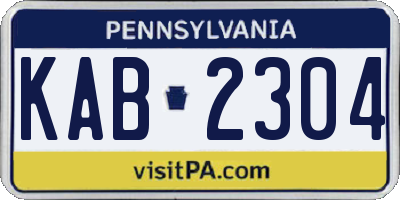 PA license plate KAB2304