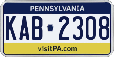 PA license plate KAB2308