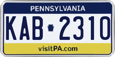 PA license plate KAB2310