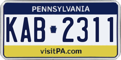 PA license plate KAB2311