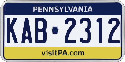 PA license plate KAB2312