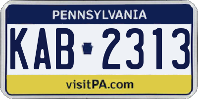 PA license plate KAB2313