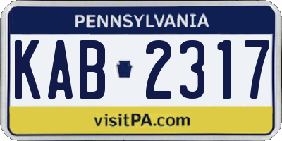 PA license plate KAB2317