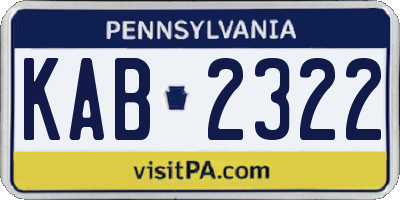 PA license plate KAB2322