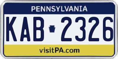PA license plate KAB2326
