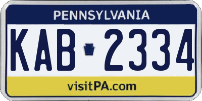 PA license plate KAB2334