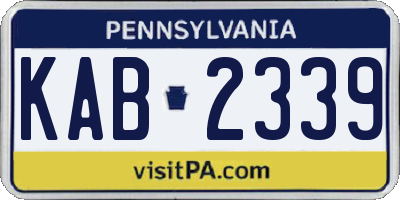 PA license plate KAB2339
