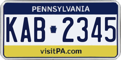 PA license plate KAB2345