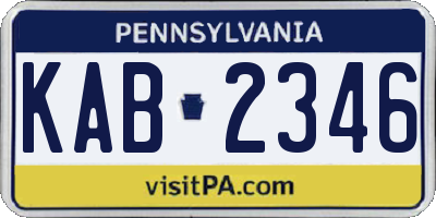 PA license plate KAB2346