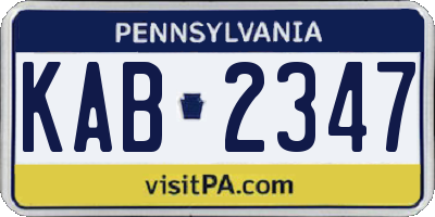 PA license plate KAB2347