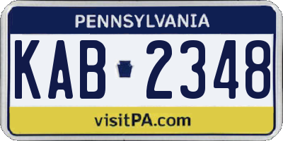 PA license plate KAB2348