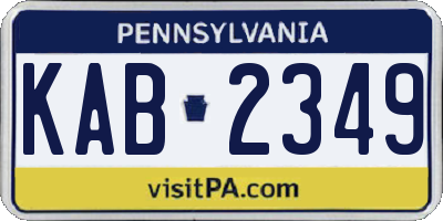 PA license plate KAB2349