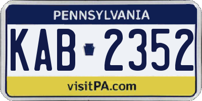 PA license plate KAB2352