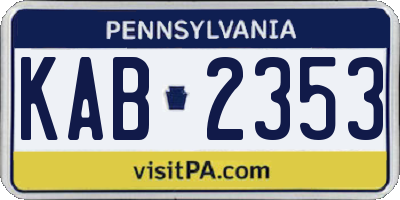PA license plate KAB2353