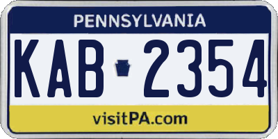 PA license plate KAB2354