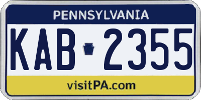 PA license plate KAB2355