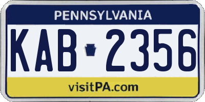 PA license plate KAB2356