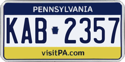 PA license plate KAB2357
