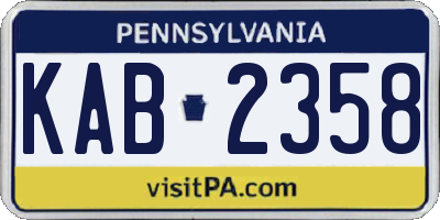 PA license plate KAB2358