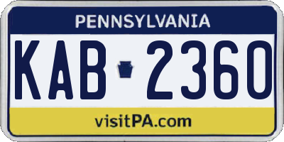 PA license plate KAB2360