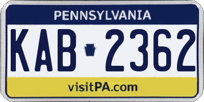 PA license plate KAB2362
