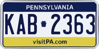 PA license plate KAB2363
