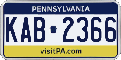 PA license plate KAB2366