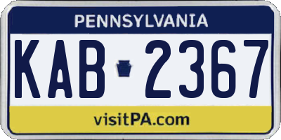 PA license plate KAB2367
