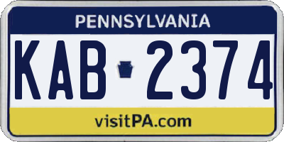 PA license plate KAB2374