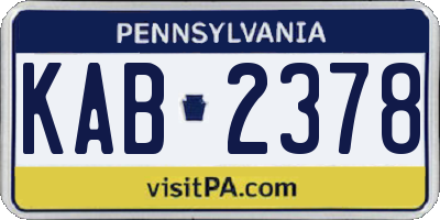 PA license plate KAB2378