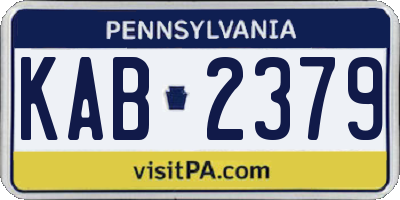 PA license plate KAB2379